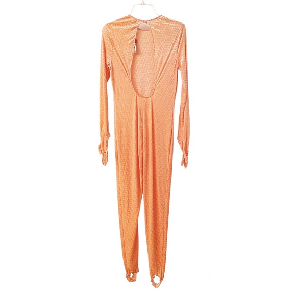 Skims Velvet Stirrup Onesie Logo One-piece Jumpsuit Peach Plus Size 2X New - Picture 6 of 15